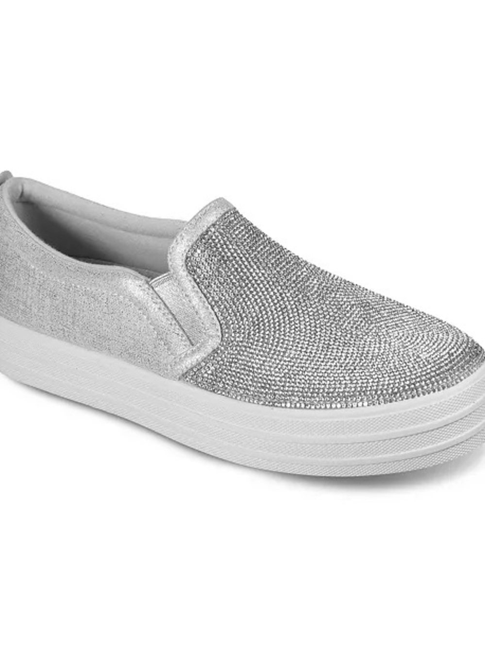 Skechers Street Platform Silver Crystal Slip-On Sneaker Size 11